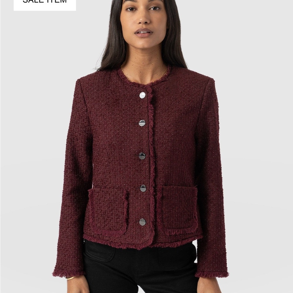 New with tag. Red Bouclé Blazer Structured Timeless Design with tags